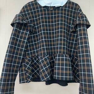 Plaid Ruffle Peplum Top